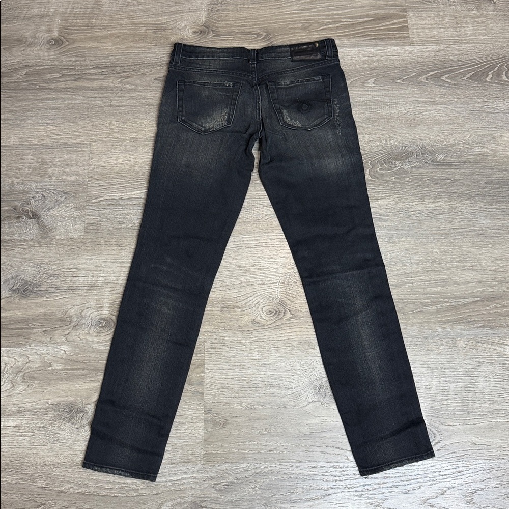 R13 Women’s Allison Mid-Rise Crop Skinny Jeans Distressed Black Shredded Sz 27 - Picture 9 of 13